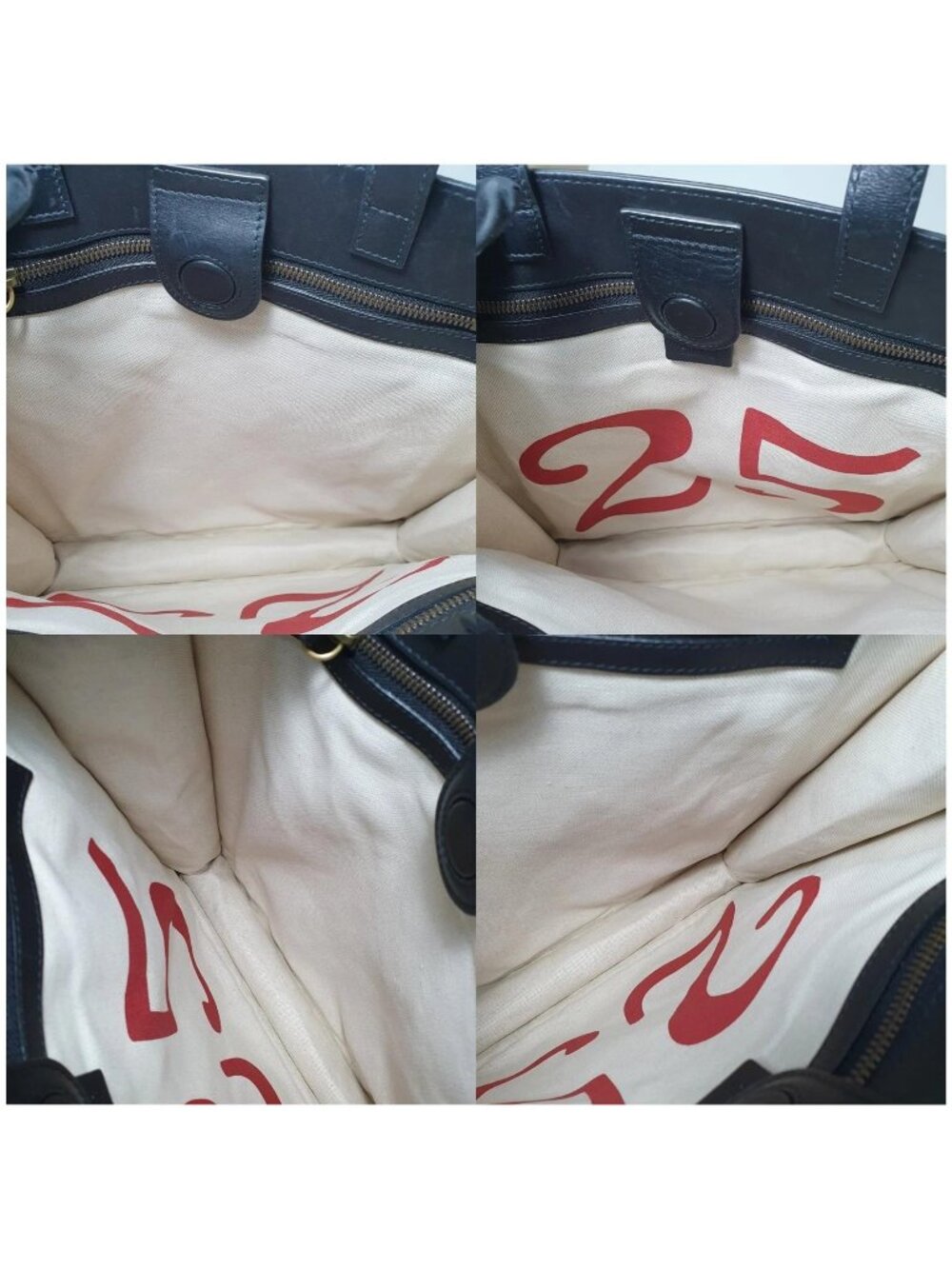 Authentic Gucci GG Supreme Bee Tote Bag Large Canvas Black Leather - Picture 10 of 12